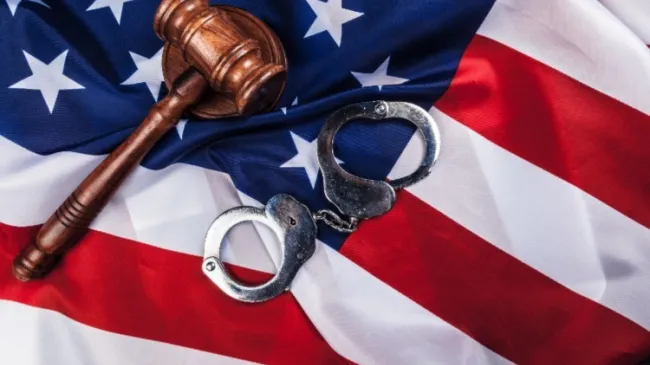 handcuffs and american flag